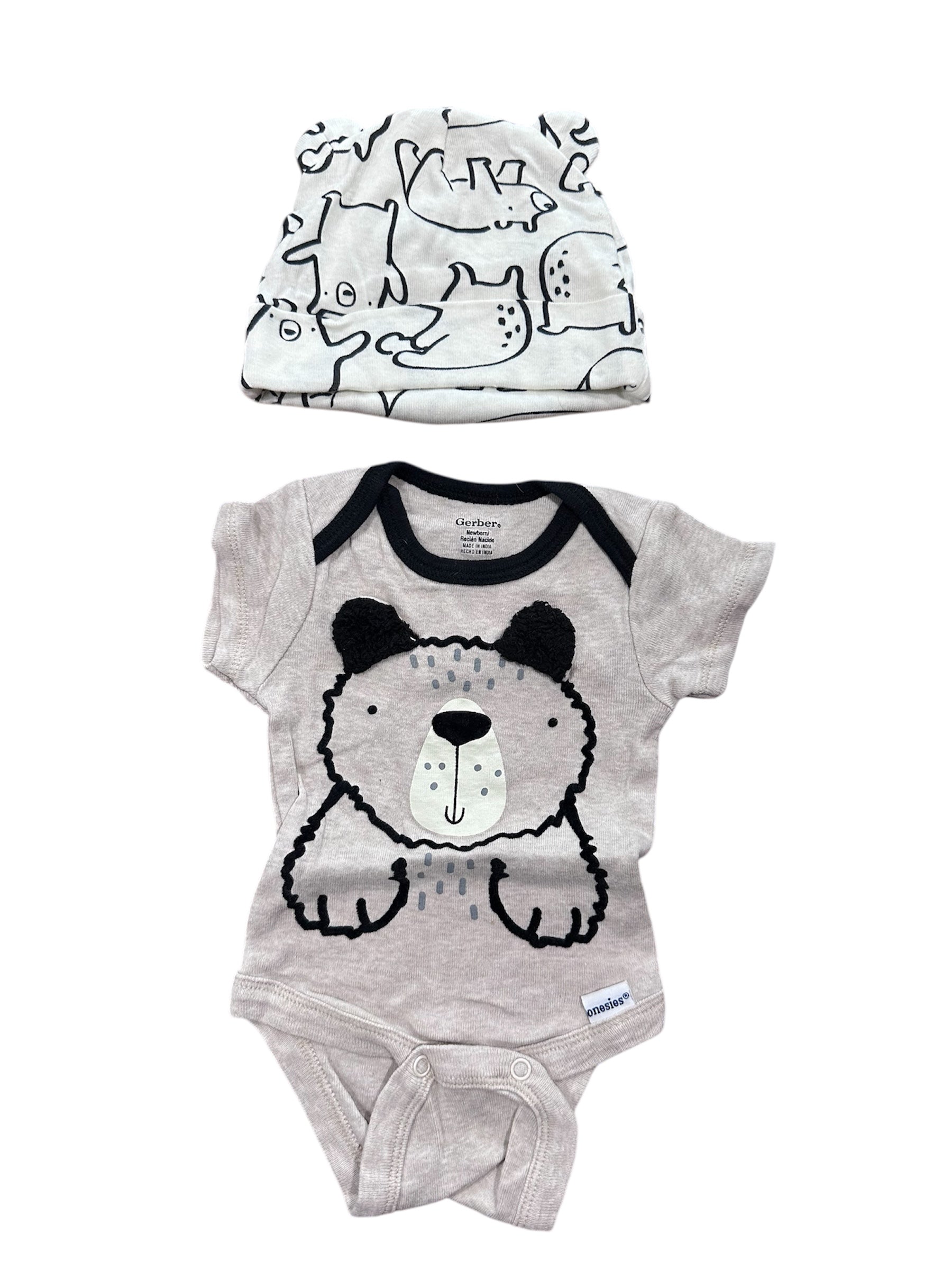Beary Cute Onesie + Hat (NB)