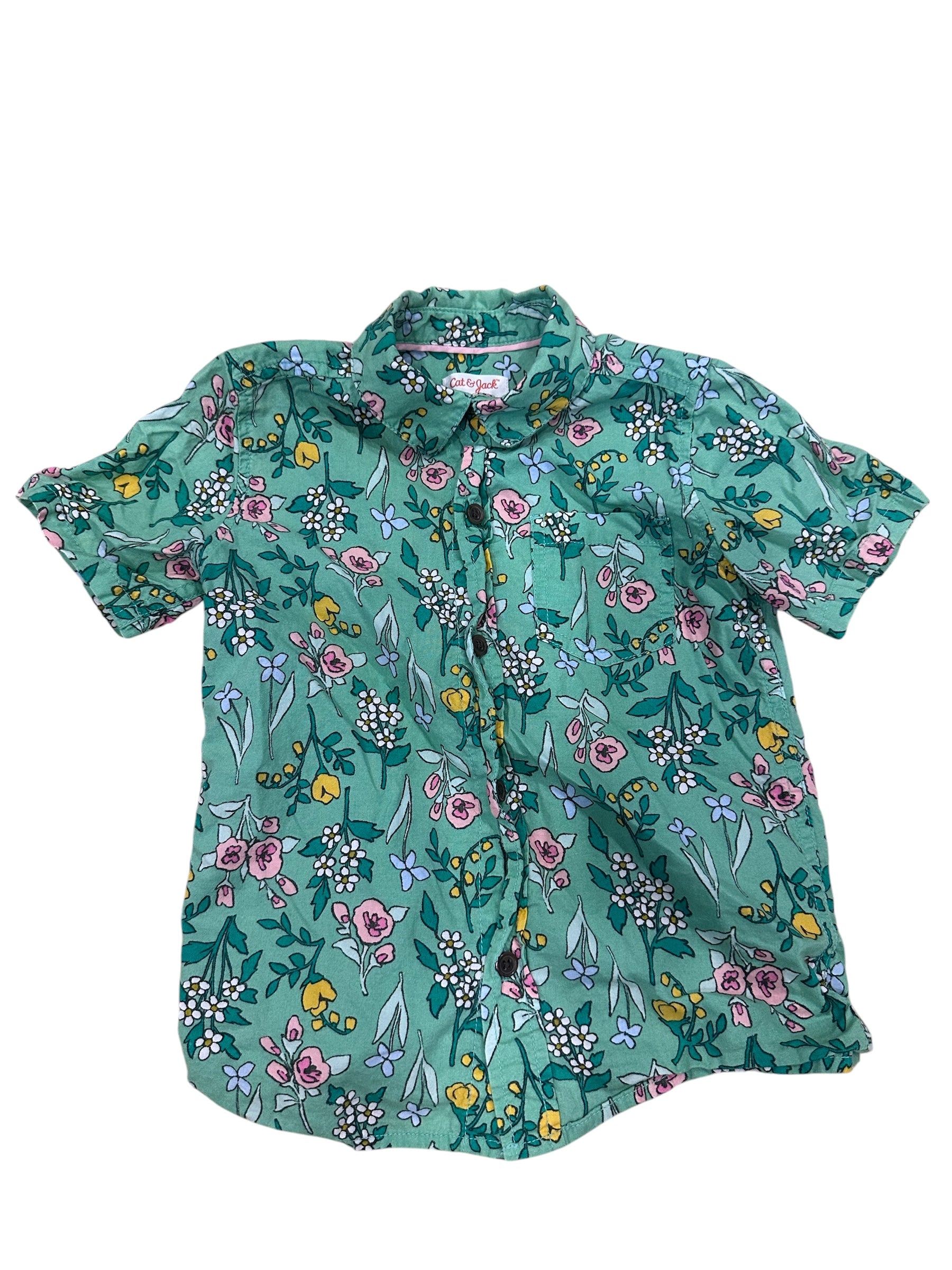 Boys Flower Button Shirt (5T)