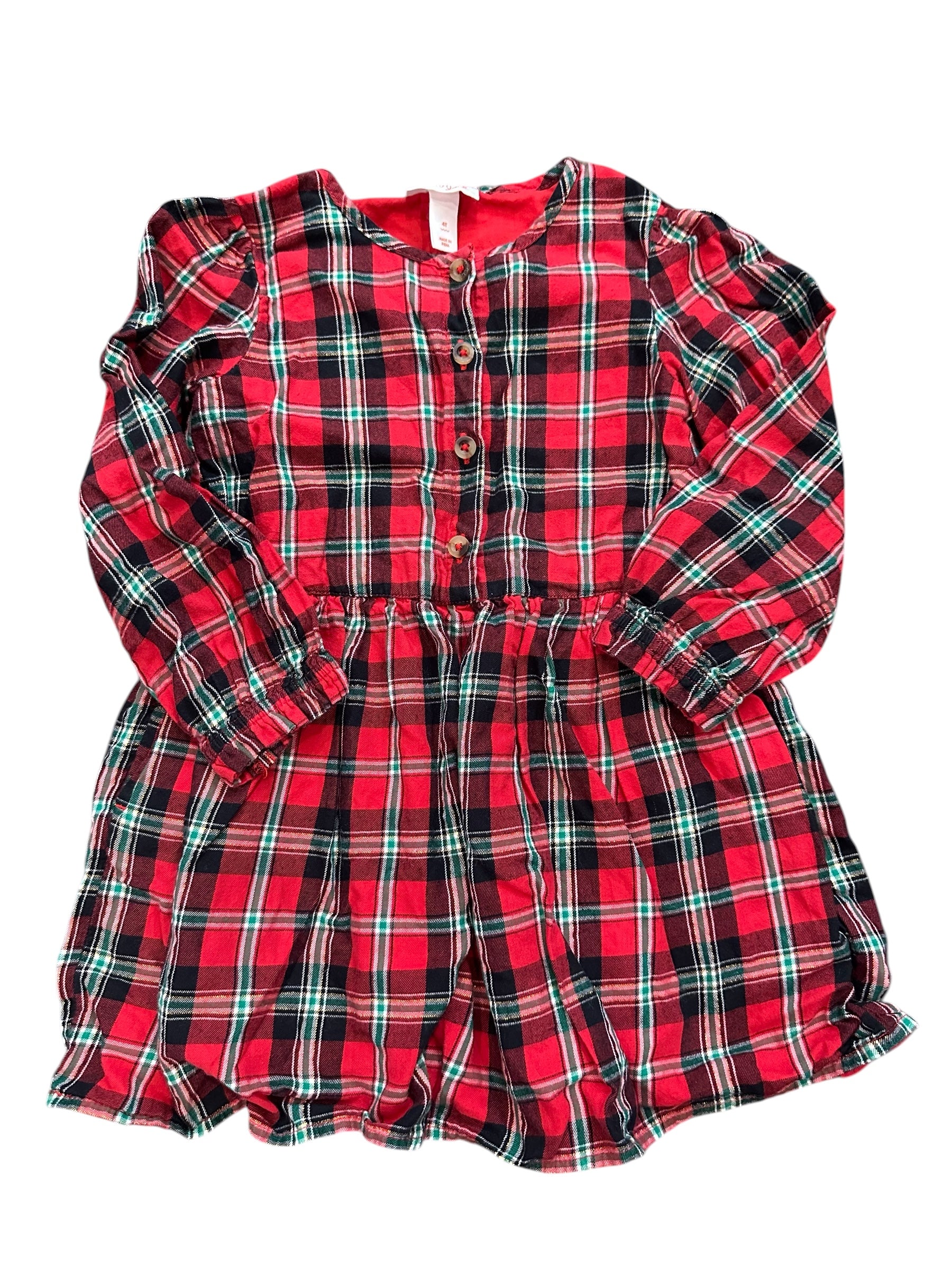 Long-Sleeve Plaid Dress (4T)