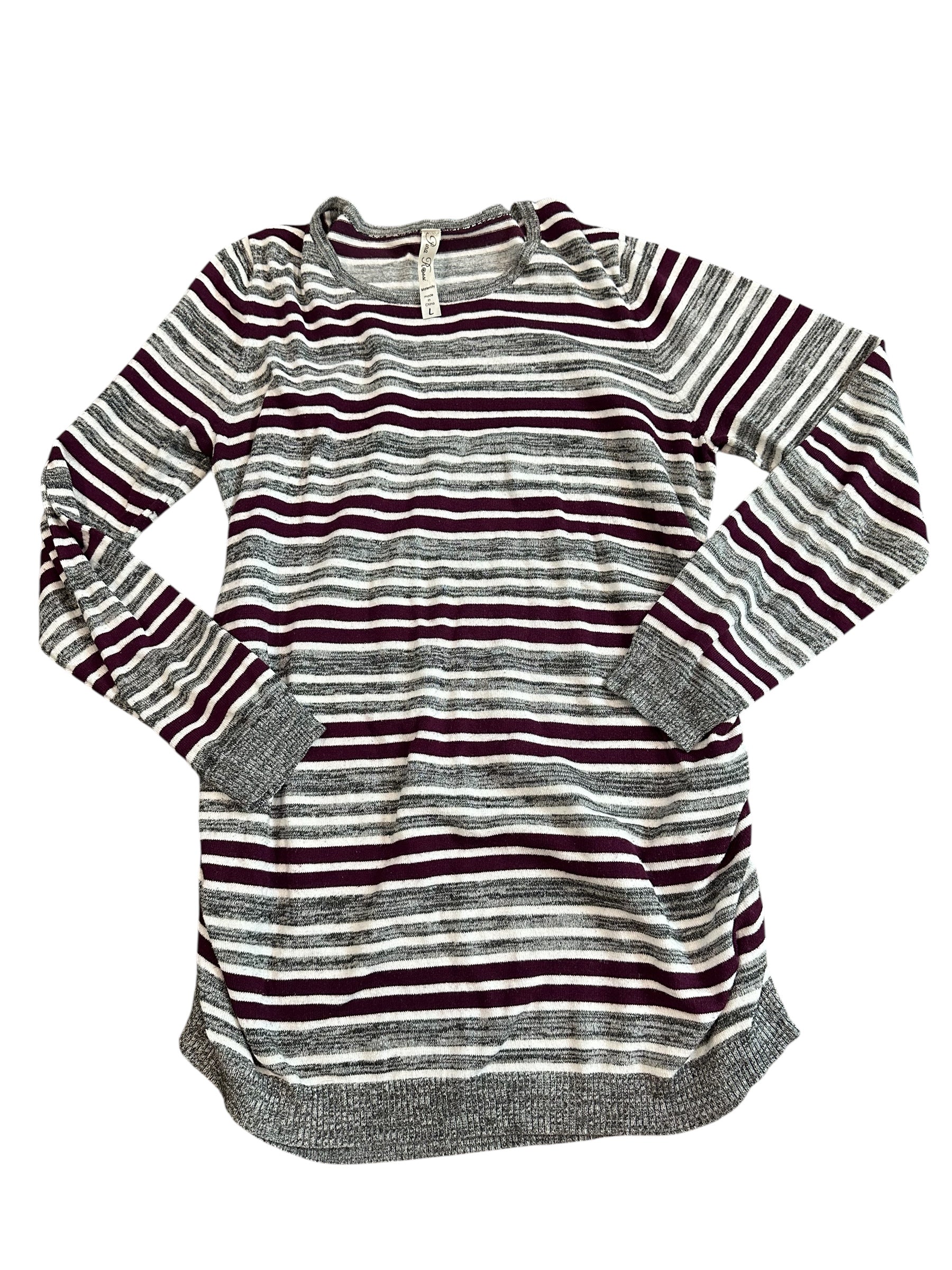 Striped Long-Sleeve Maternity Shirt (L)
