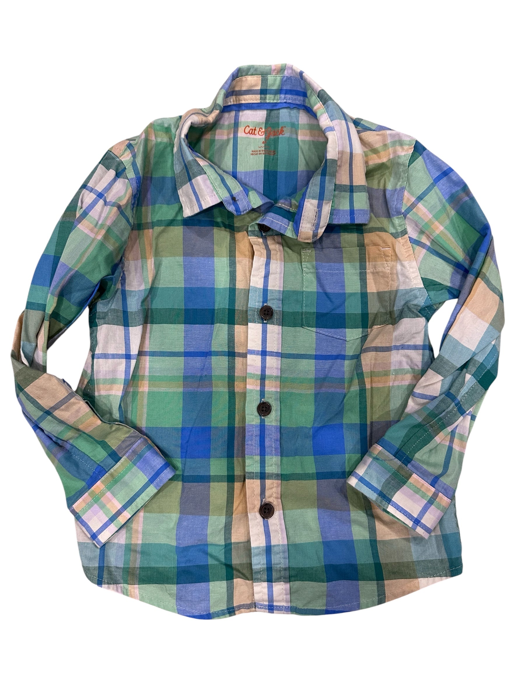 Toddler Long-Sleeve Plaid Shirt (4T)