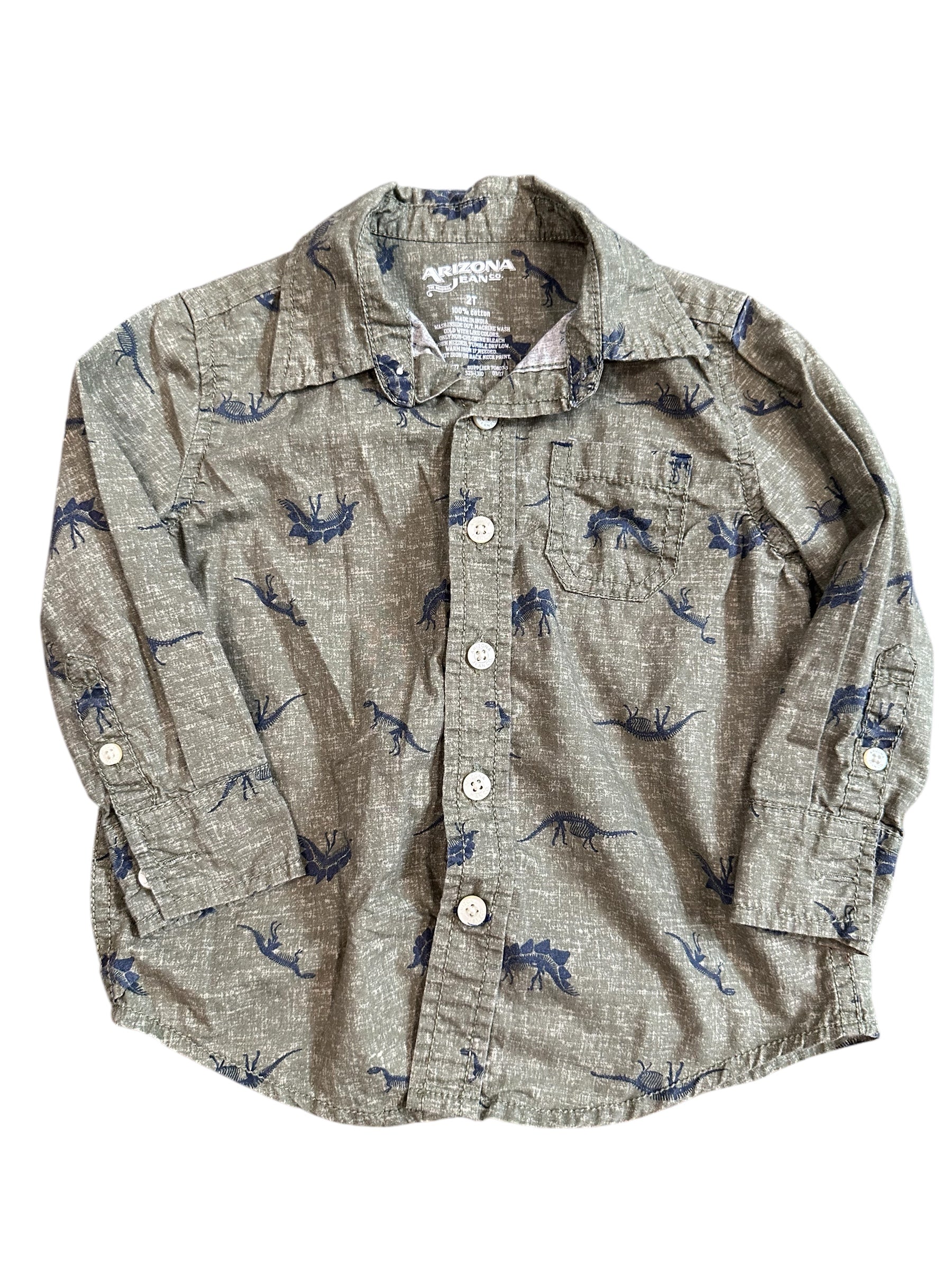 Dinosaur Long-Sleeve Button-Up (2T)