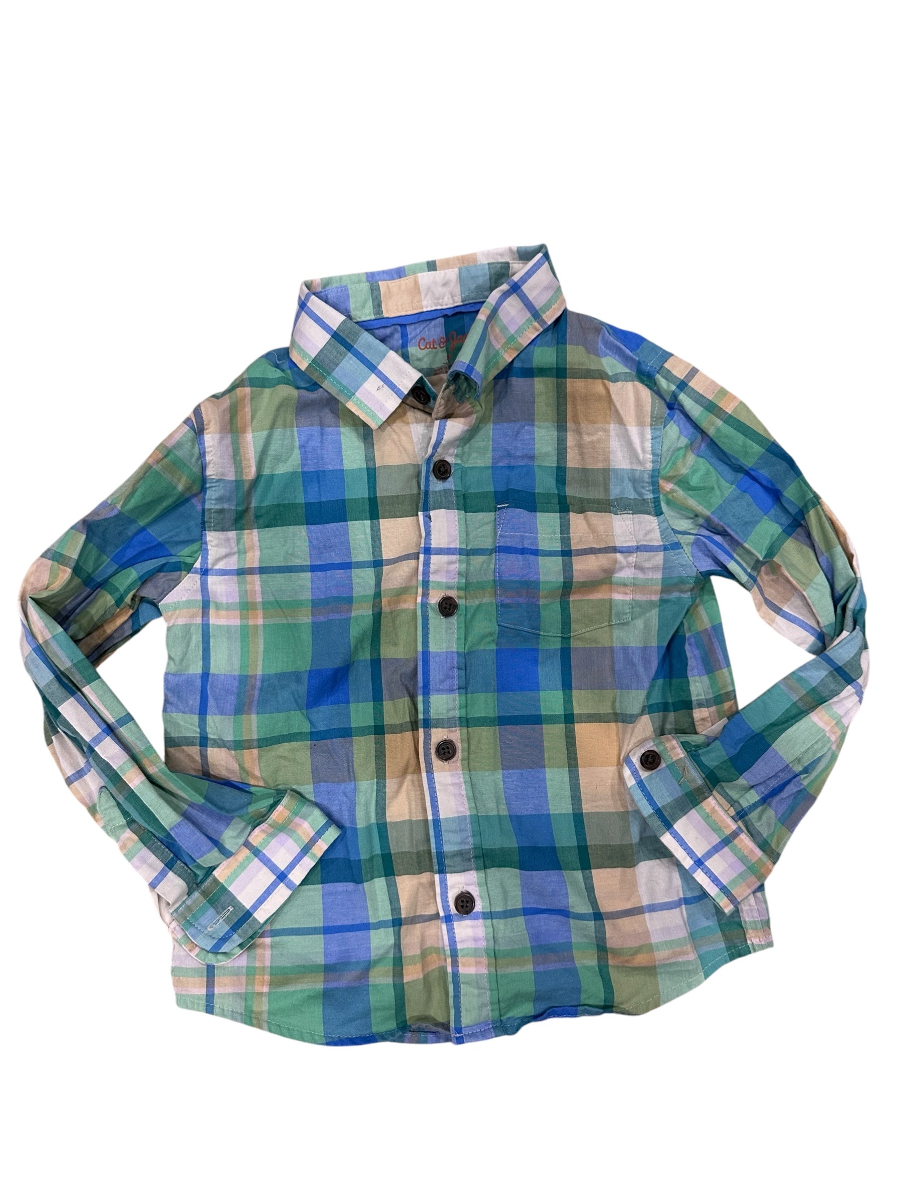Boys Long-Sleeve Plaid Shirt (5T)