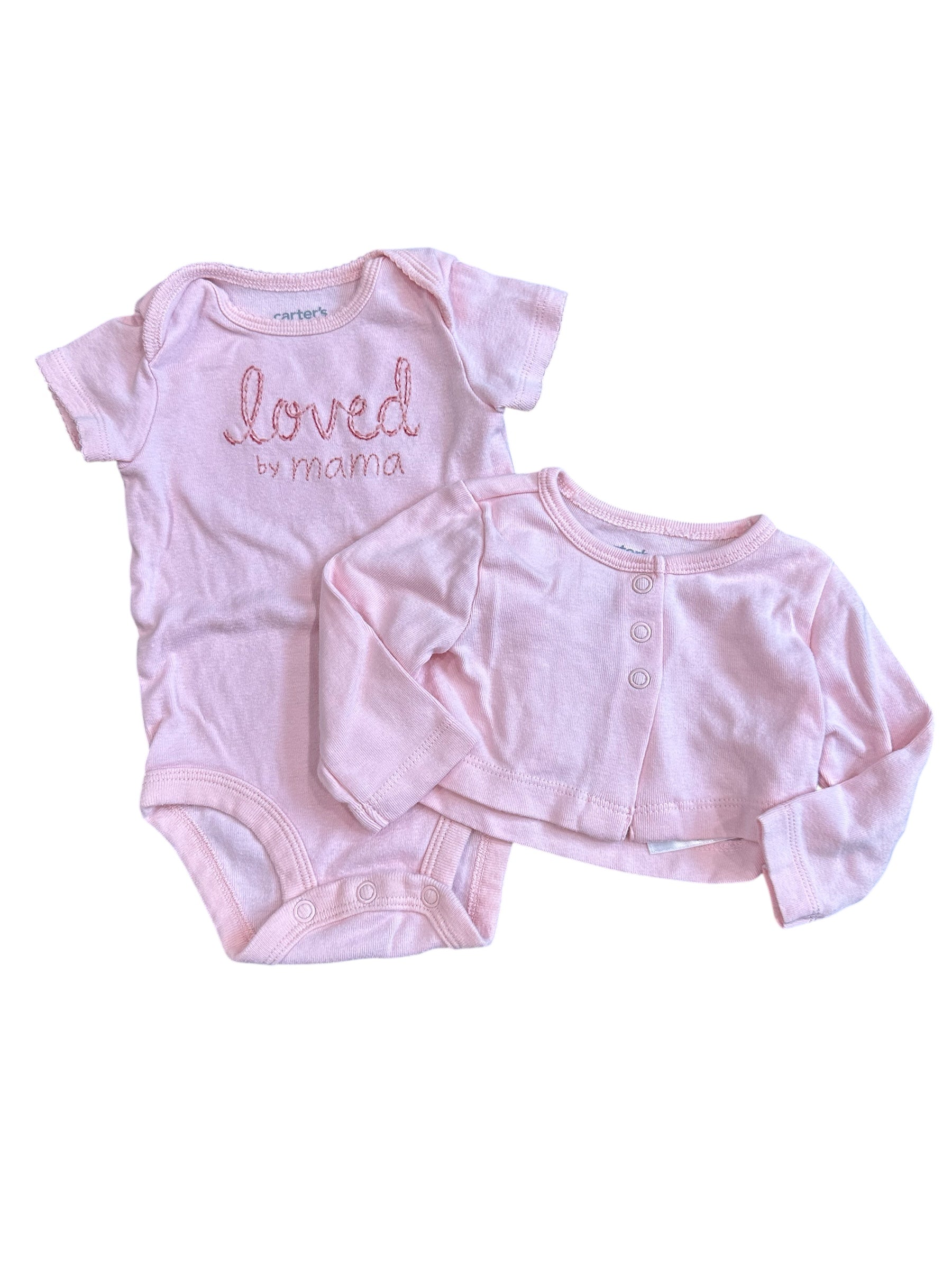 Loved by Mama Onesie + Cardigan (0-3m)