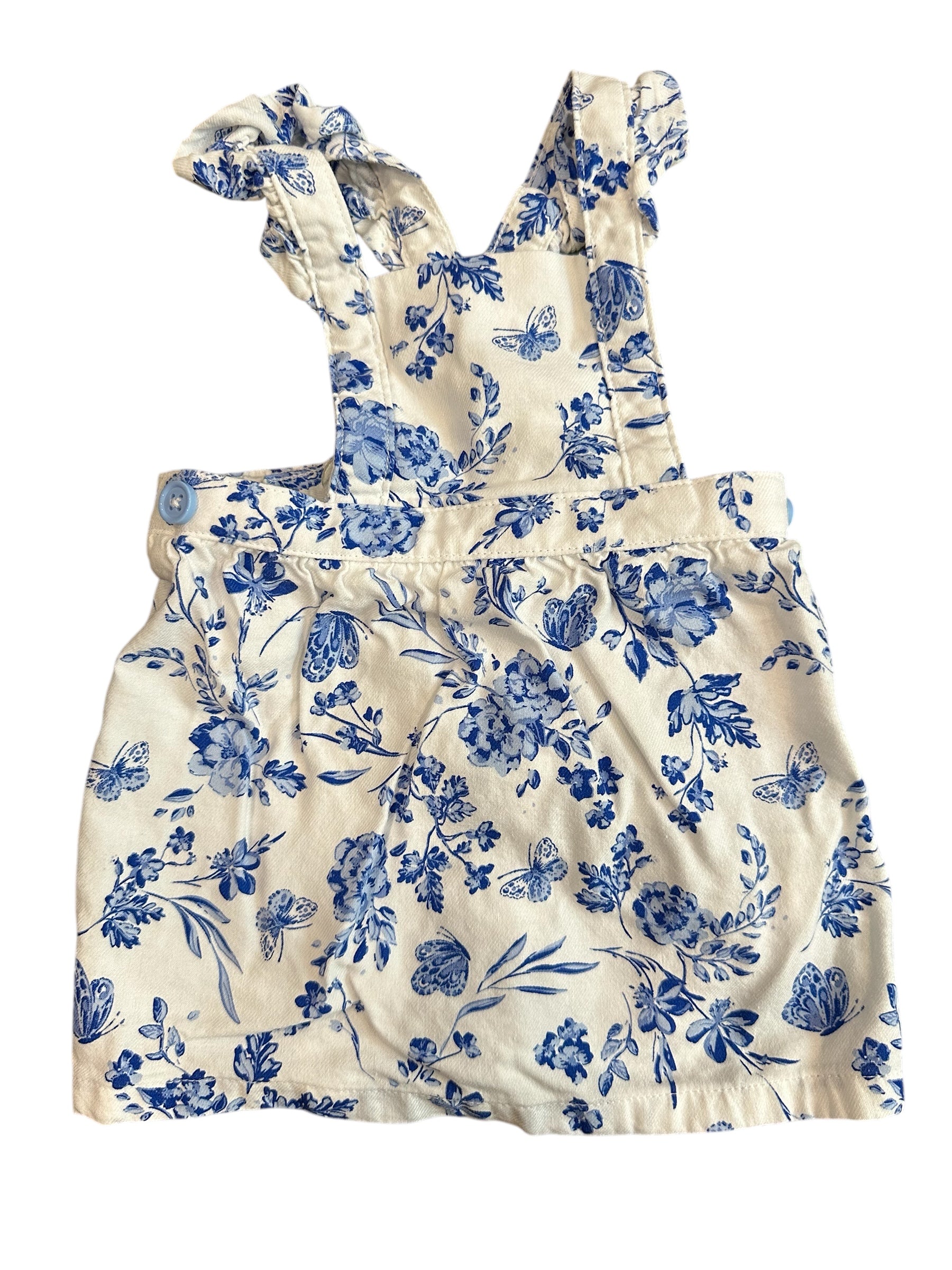Blue Floral Overall Dress (0-3m)
