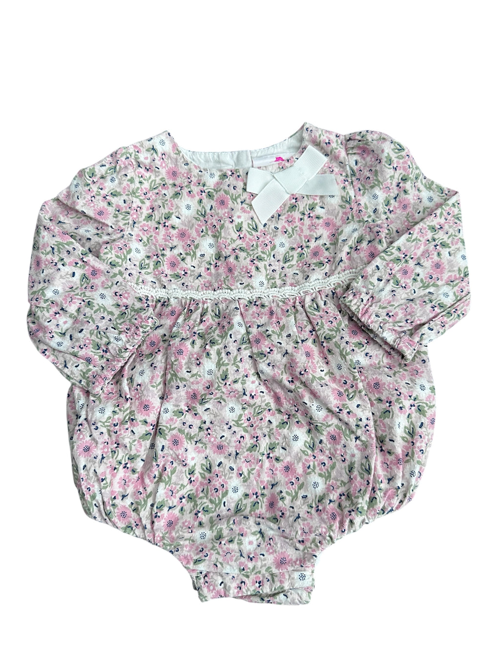Flower Long-sleeve Onesie (3-6m)