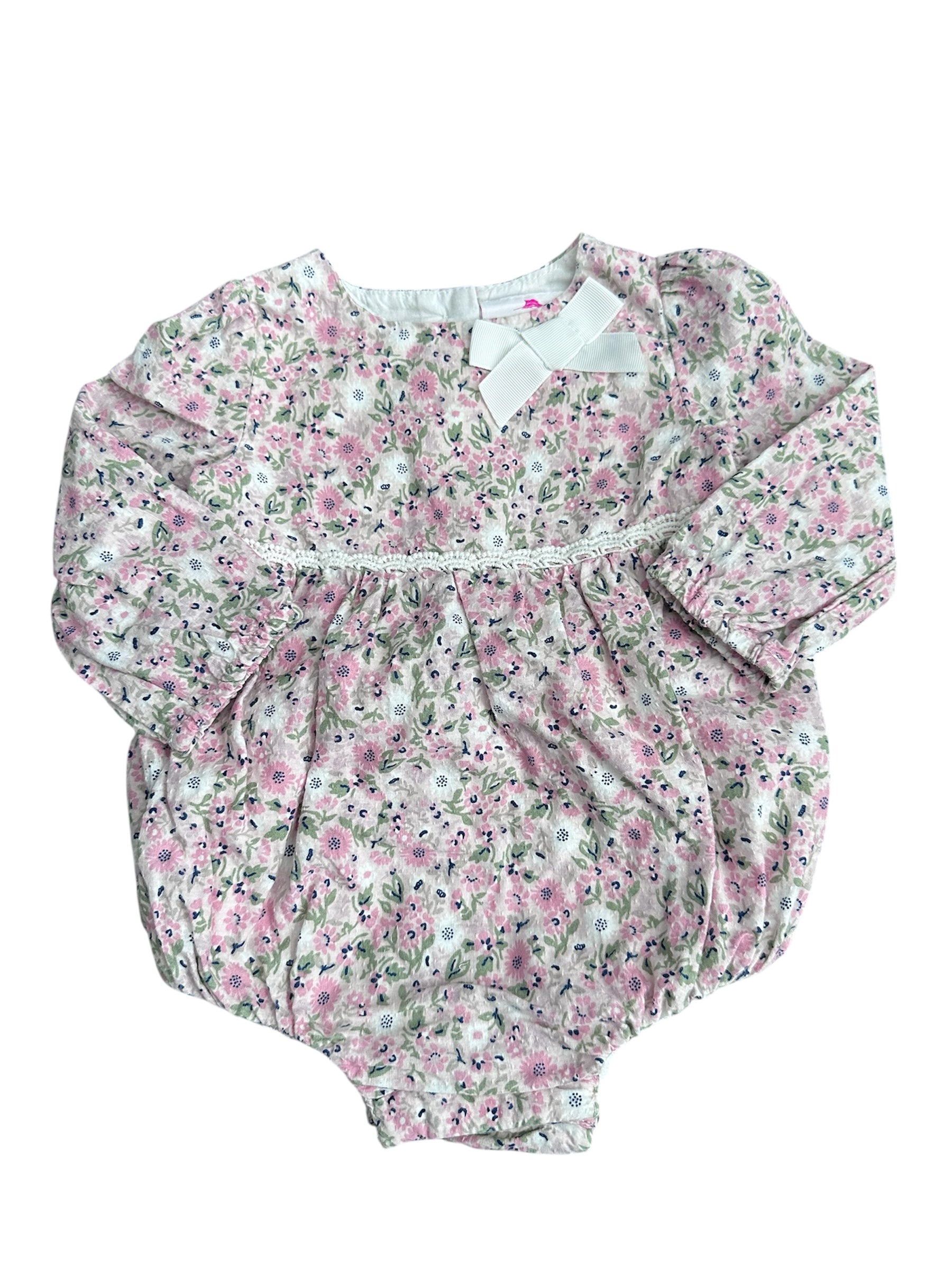 Flower Long-sleeve Onesie (3-6m)