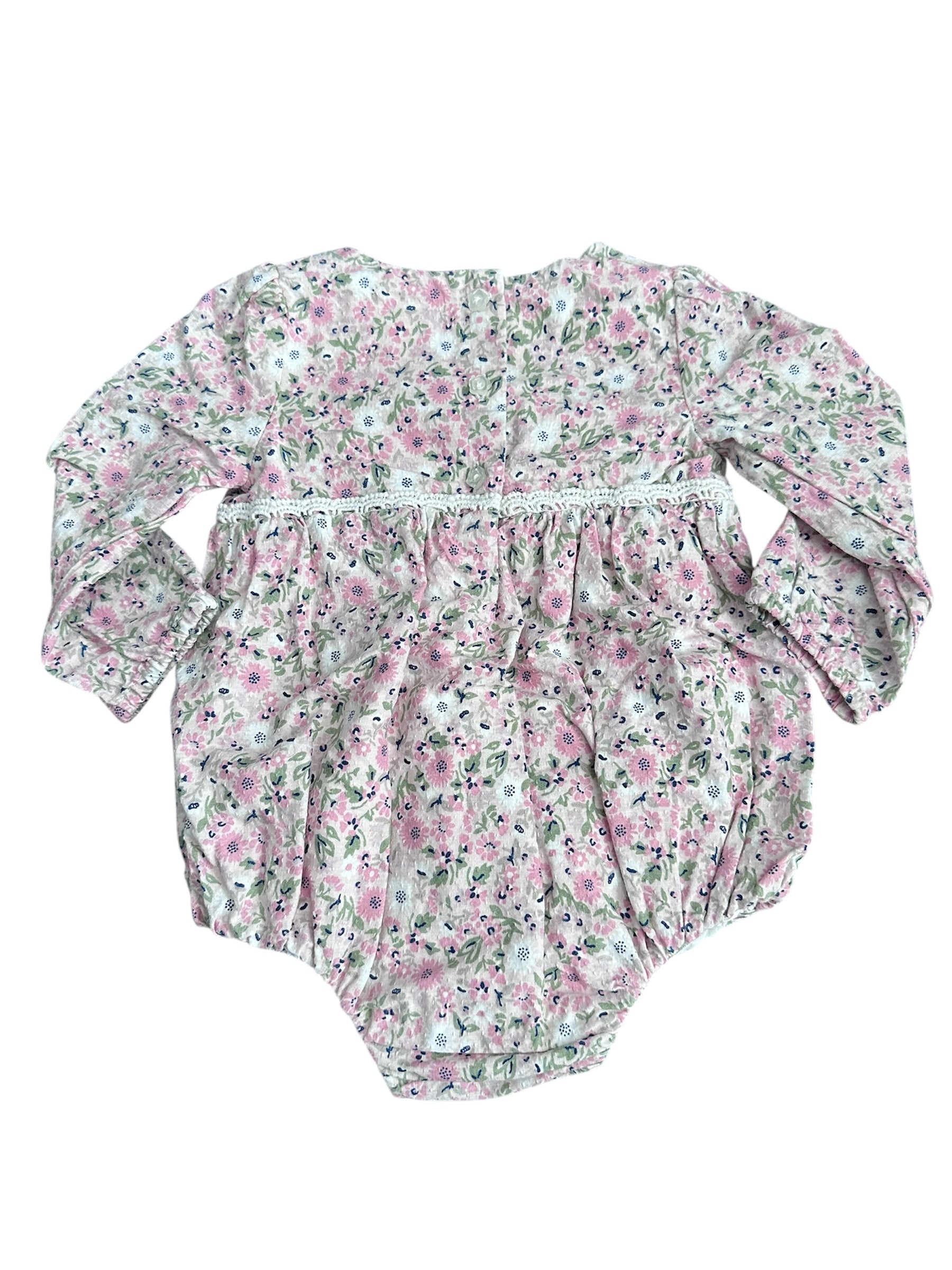 Flower Long-sleeve Onesie (3-6m)