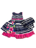 Navy Striped Dress + Bloomers (3-6m)