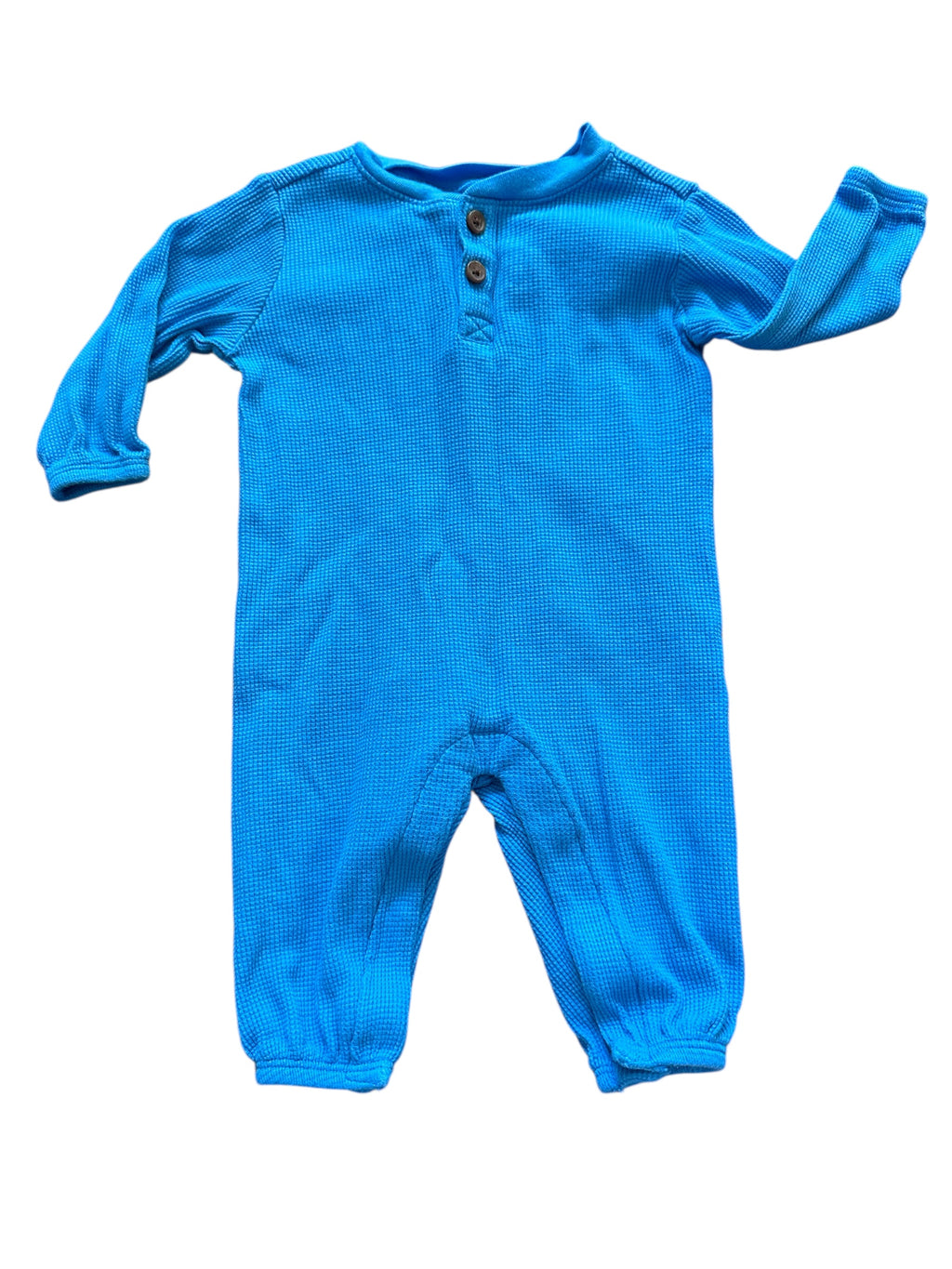 Blue Waffle-Knit One-Piece (3-6m)