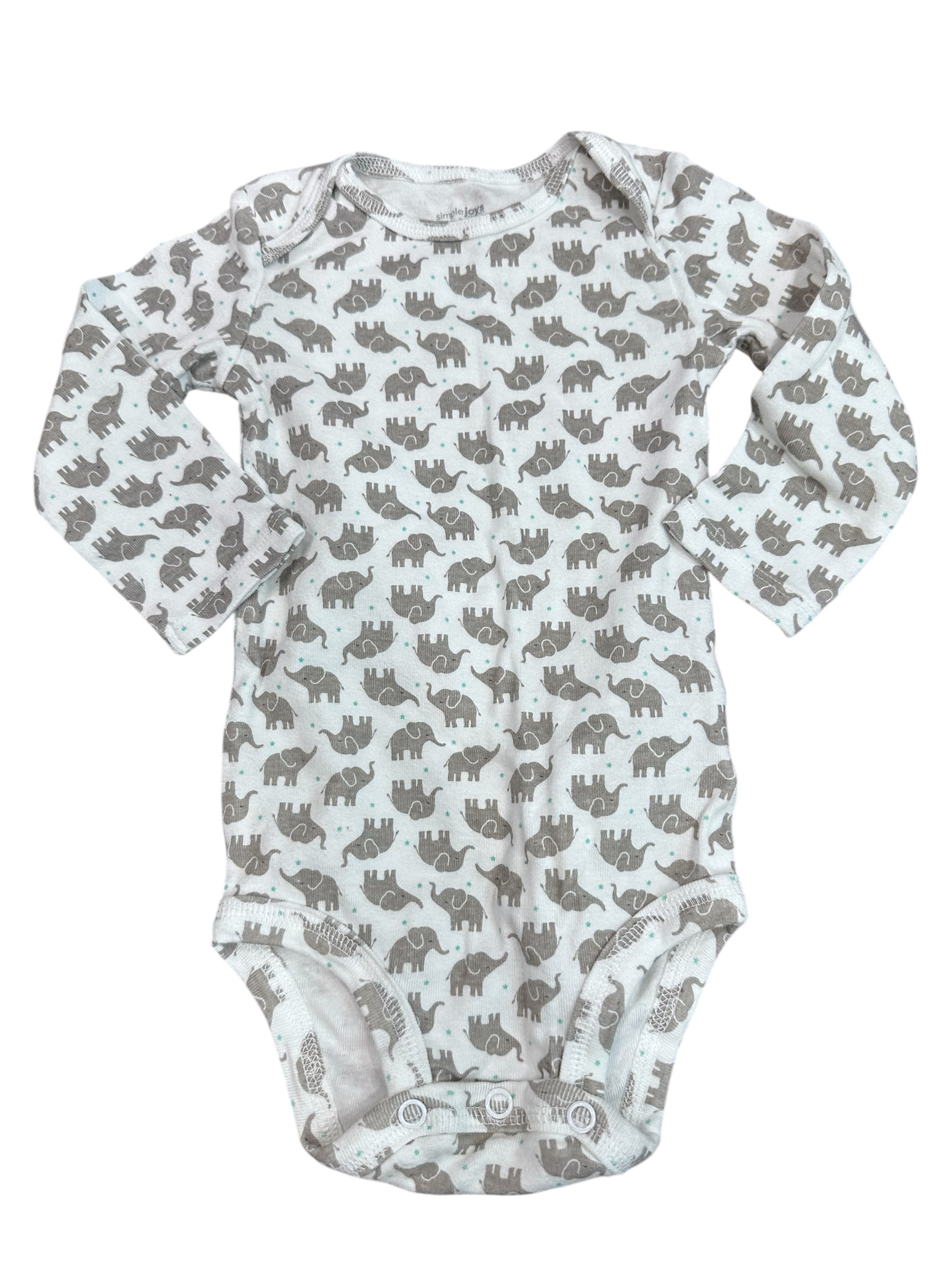 Elephant Long-sleeve Onesie (6-9m)
