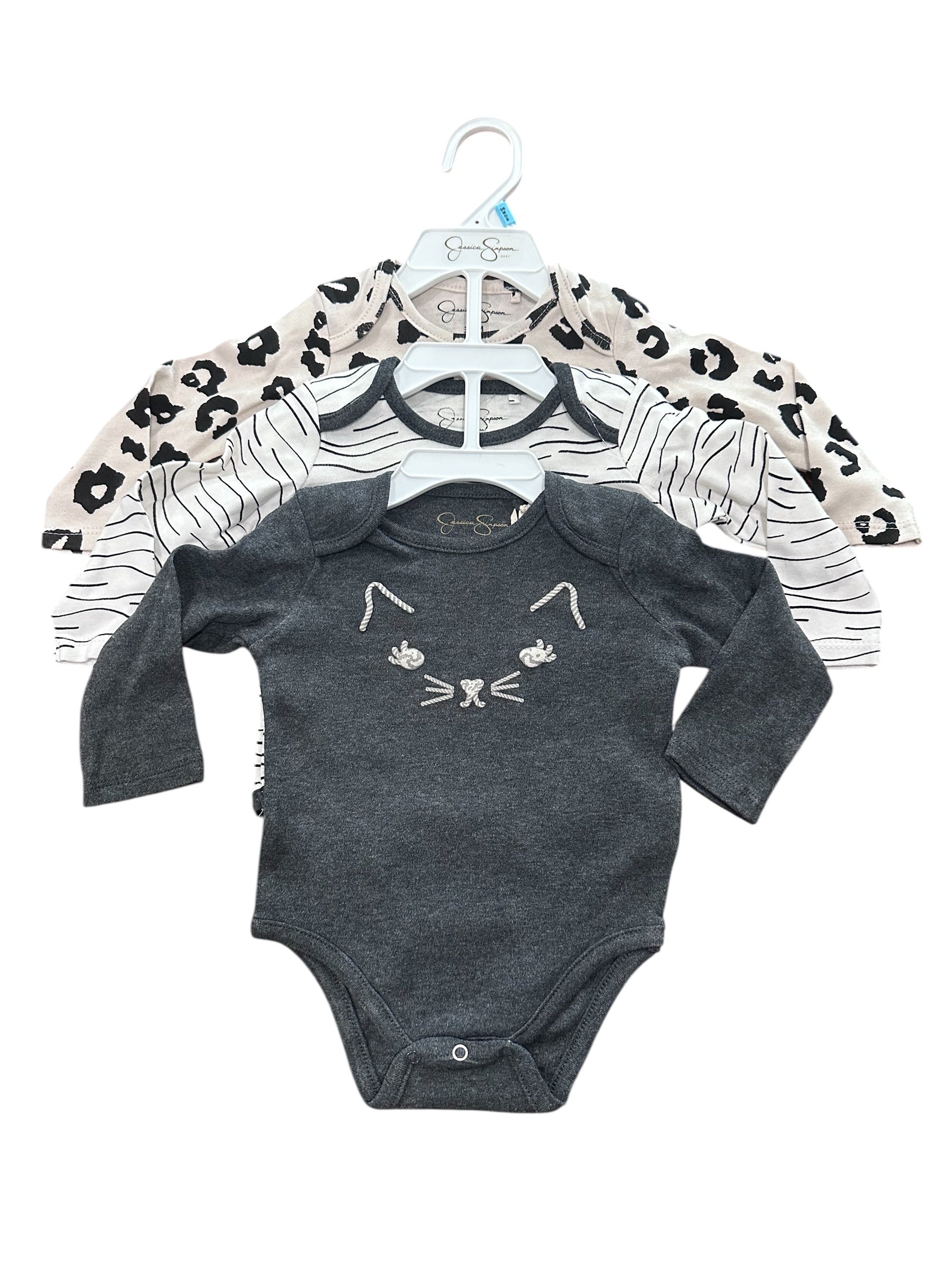 Kitty Kat Long-sleeve Onesie Bundle (3-6m)