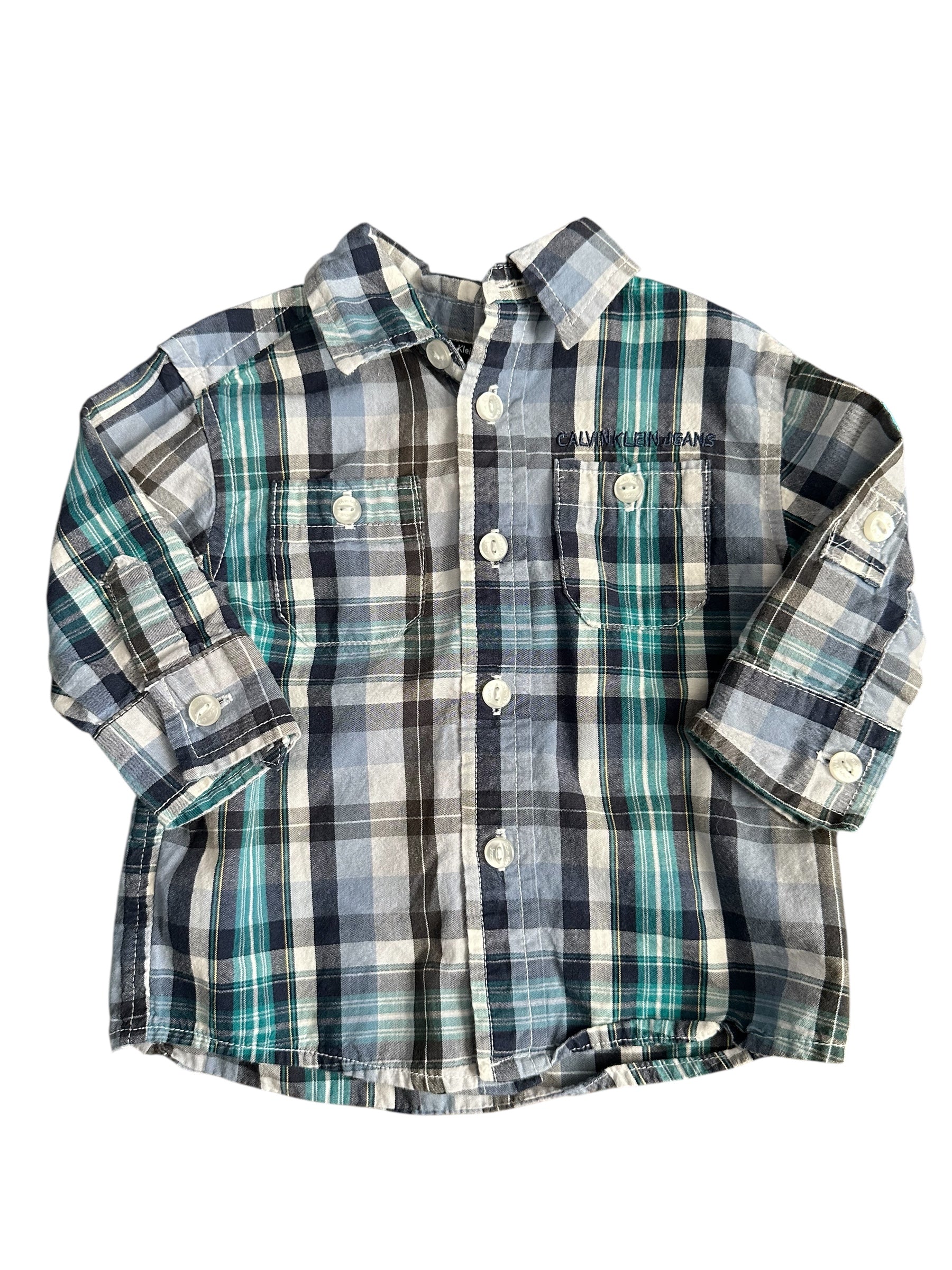 Calvin Plaid Long-sleeve Button-up (6-9m)
